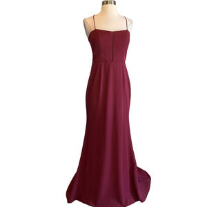 Jarlo Sleeveless Cutout A-Line Long Evening Gown Burgundy Red Size 8 Dress